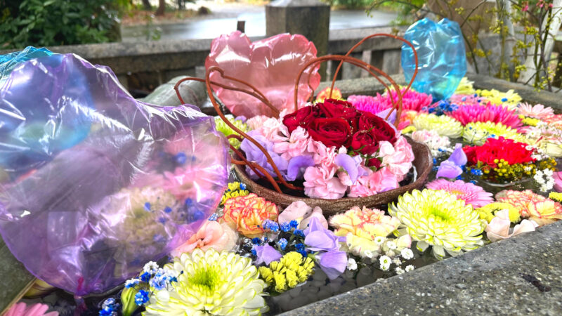 立江八幡神社の花手水
